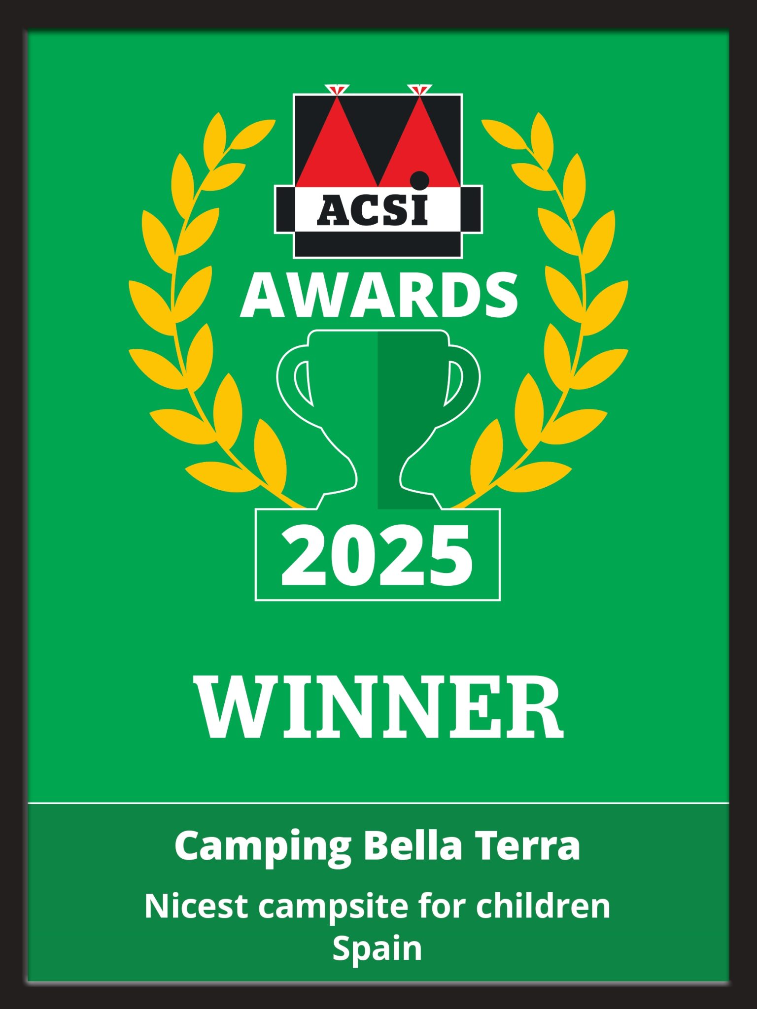 El Camping Bella Terra, galardonado como mejor camping para niños en España en los ACSI Awards 2025